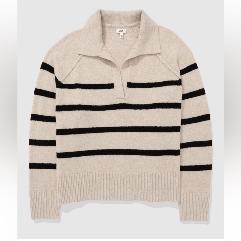 Aerie Cream and Black Striped Sweater